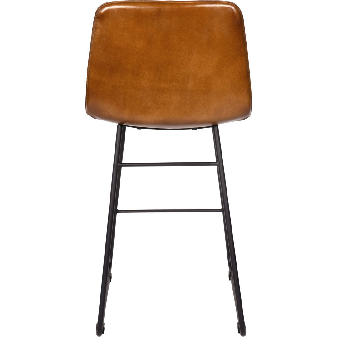 Libra Pair of Robinson Leather Bar Stools in Cognac
