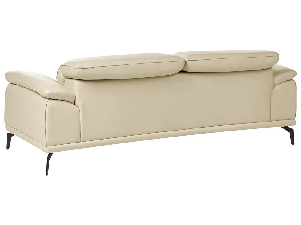 Sofa 3 Seater Faux Leather Beige Jumal
