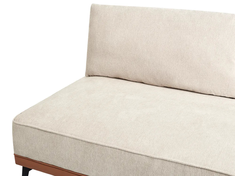 Corner Sofa 3 Seater Fabric Light Beige Right Hand Deaneen