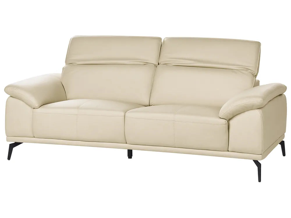 Sofa 3 Seater Faux Leather Beige Jumal