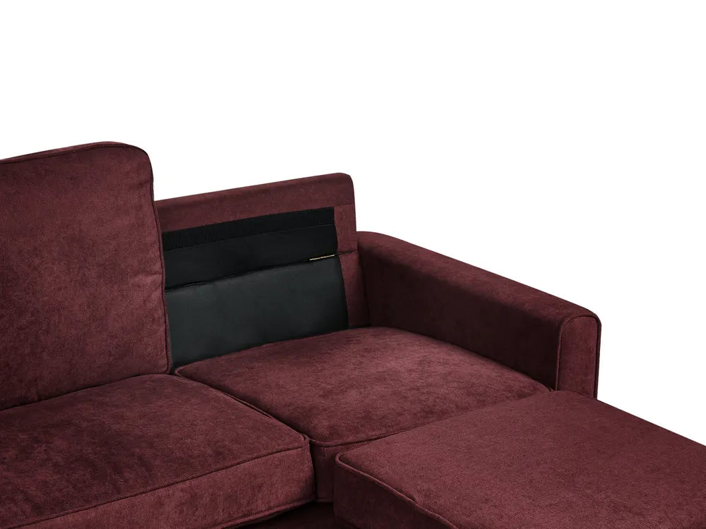 Sofa 3 Seater Fabric Burgundy with Ottoman Assuntino