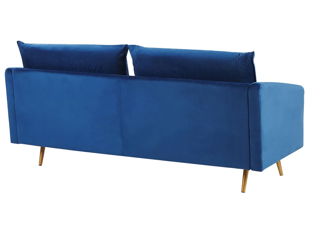 Sofa 3 Seater Velvet Navy Blue Brevick