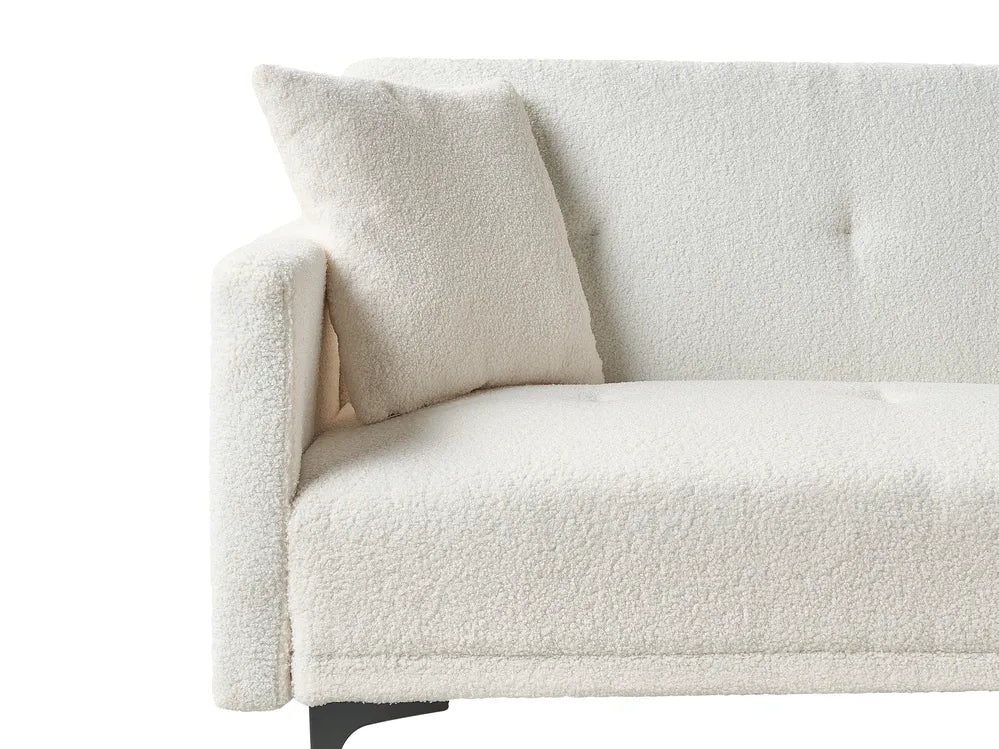 Sofa Bed 3 Seater Boucle Off-White Castera