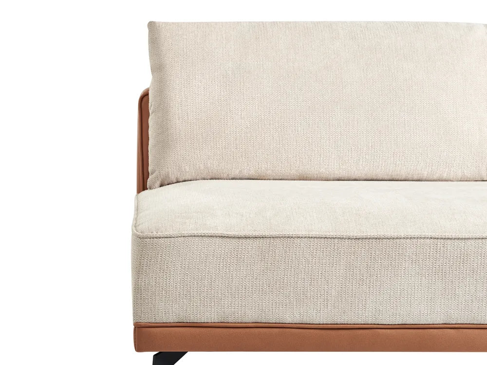 Corner Sofa 3 Seater Fabric Light Beige Right Hand Deaneen