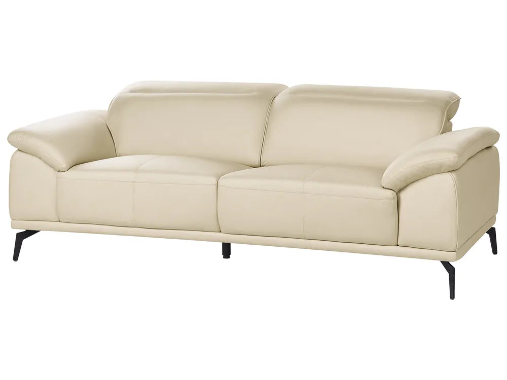 Sofa 3 Seater Faux Leather Beige Jumal