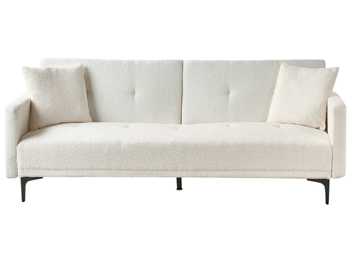 Sofa Bed 3 Seater Boucle Off-White Castera