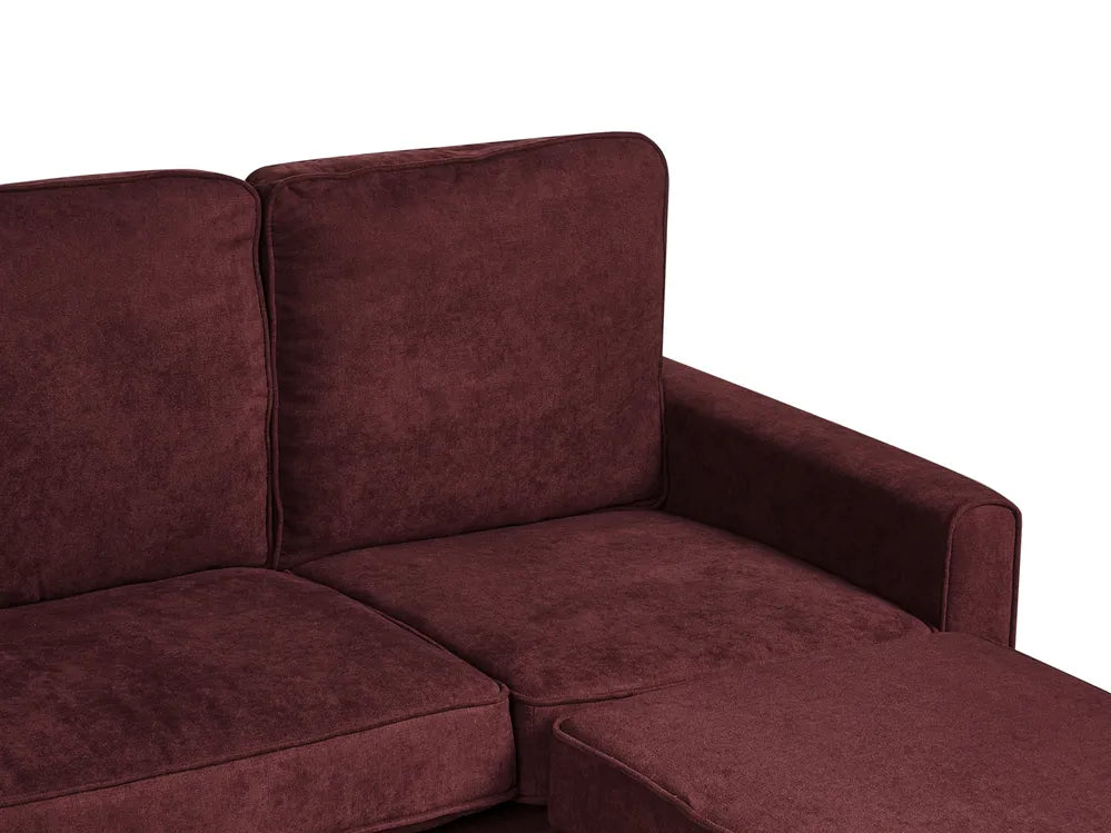 Sofa 3 Seater Fabric Burgundy with Ottoman Assuntino