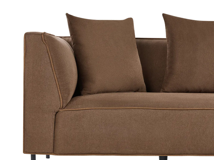 Corner Sofa 3 Seater Fabric Brown Left Hand Danva