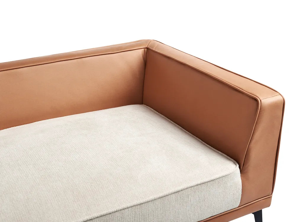 Corner Sofa 3 Seater Fabric Light Beige Right Hand Deaneen