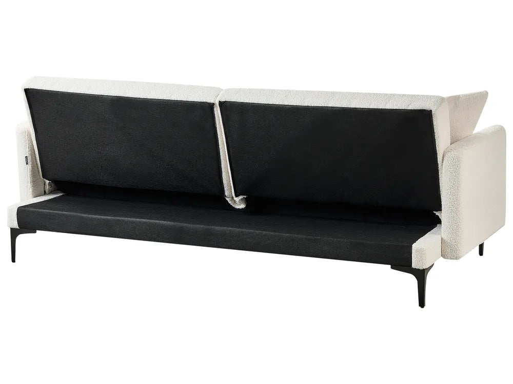 Sofa Bed 3 Seater Boucle Off-White Castera