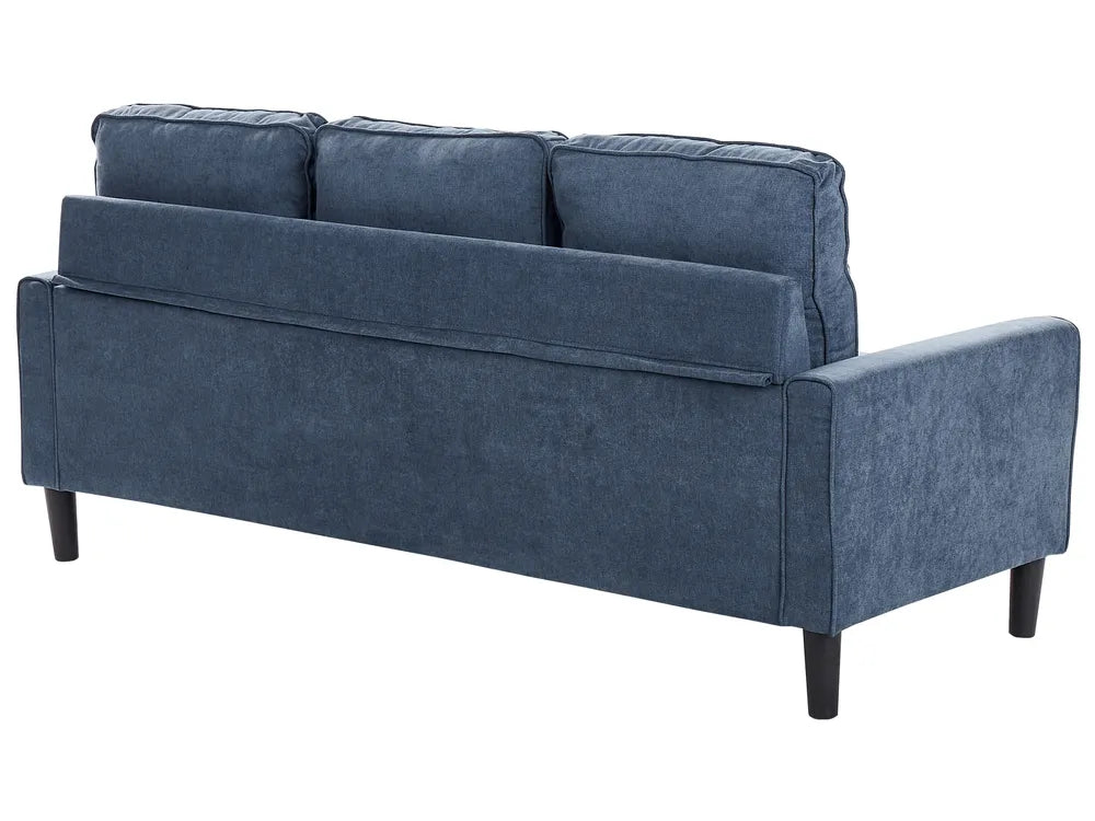 Sofa 3 Seater Fabric Dark Blue with Ottoman Assuntino