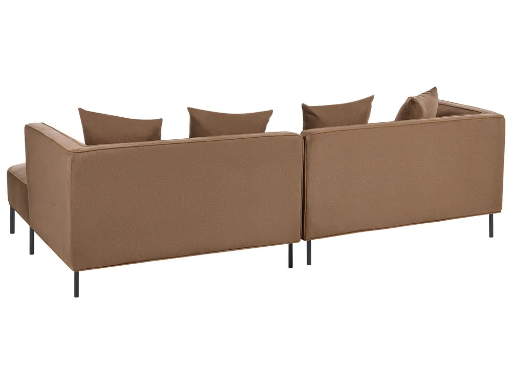 Corner Sofa 3 Seater Fabric Brown Left Hand Danva