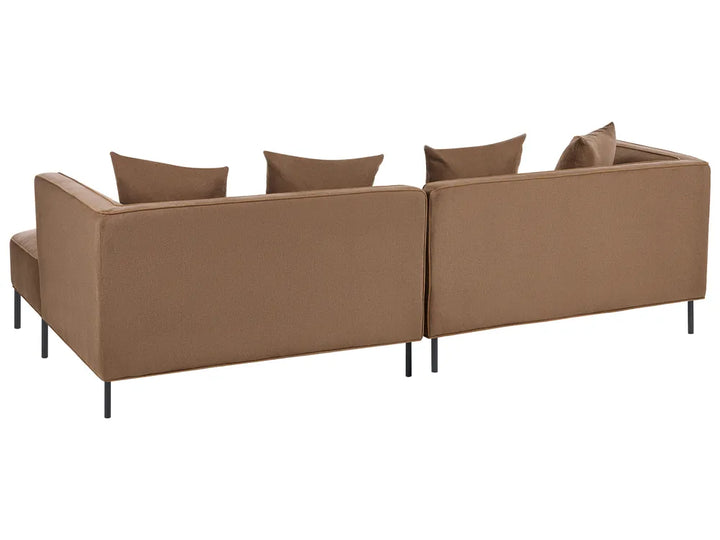 Corner Sofa 3 Seater Fabric Brown Left Hand Danva