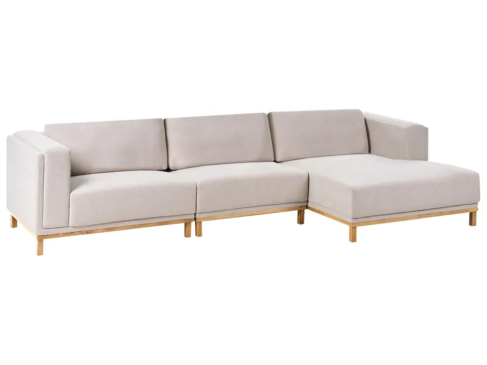 Corner Sofa 5 Seater VEN Fabric Light Beige Left Hand Josanna