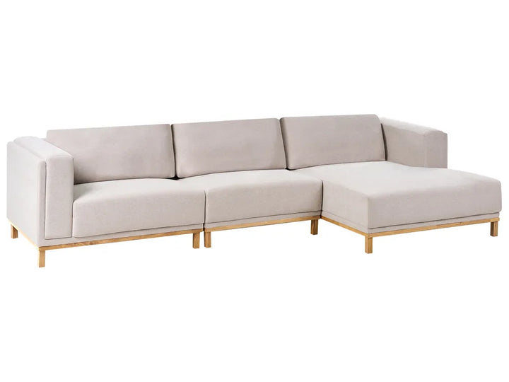 Corner Sofa 5 Seater VEN Fabric Light Beige Left Hand Josanna
