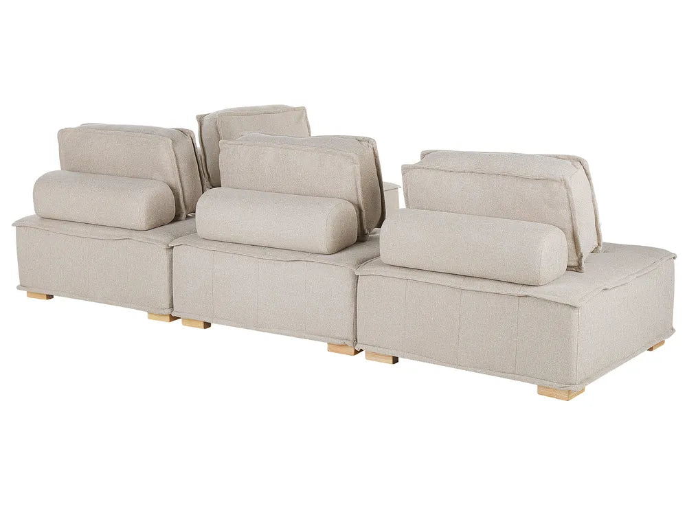 Modular Corner Sofa 4 Seater Fabric Light Beige Right Hand Oxford