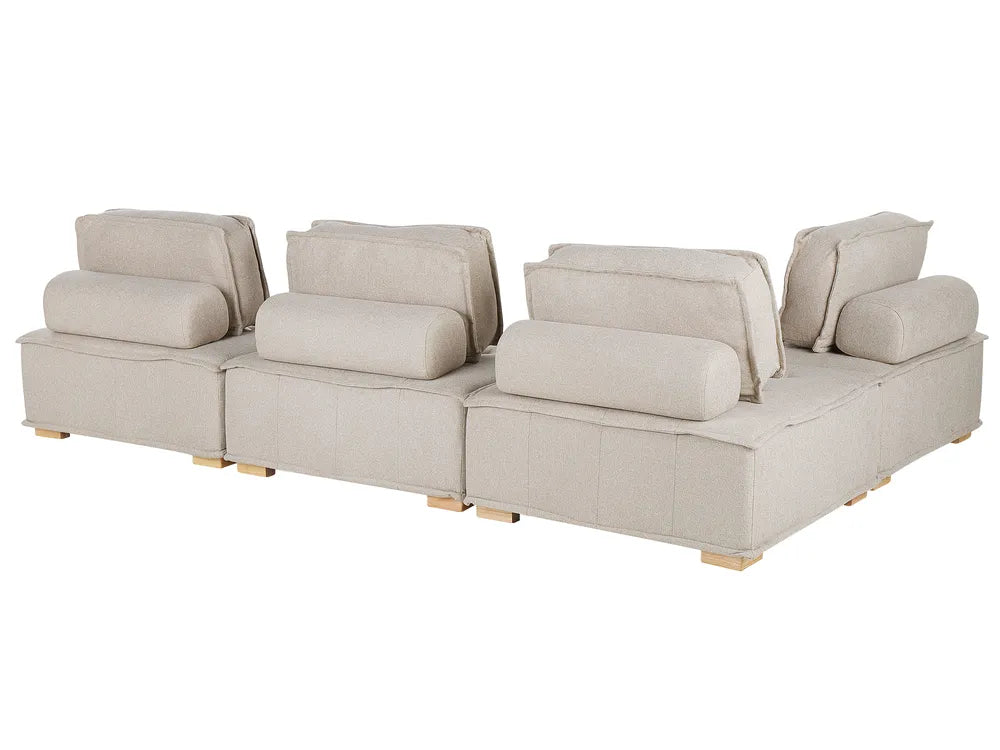 Modular Corner Sofa 4 Seater Fabric Light Beige Right Hand Oxford