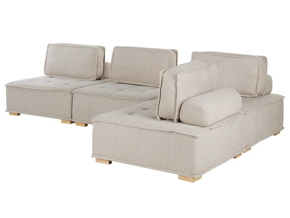 Modular Corner Sofa 4 Seater Fabric Light Beige Right Hand Oxford