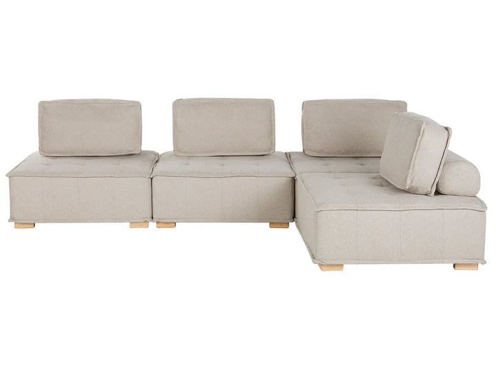 Modular Corner Sofa 4 Seater Fabric Light Beige Right Hand Oxford