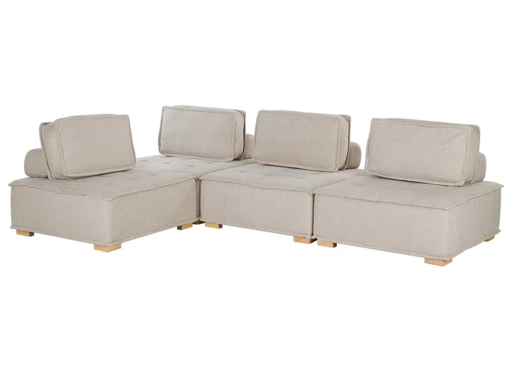 Modular Corner Sofa 4 Seater Fabric Light Beige Right Hand Oxford