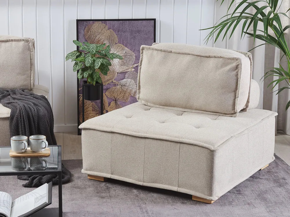 Modular Corner Sofa 4 Seater Fabric Light Beige Right Hand Oxford