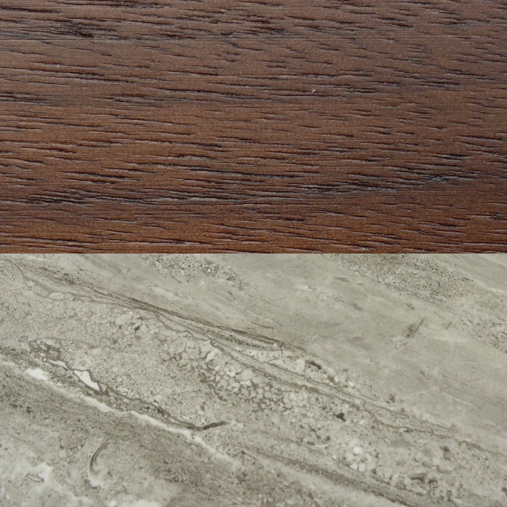 Willow Walnut Brown Wood & Grey Marble Rectangle Coffee Table