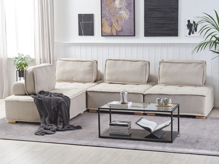 Right hand light beige modular corner sofa for living room
