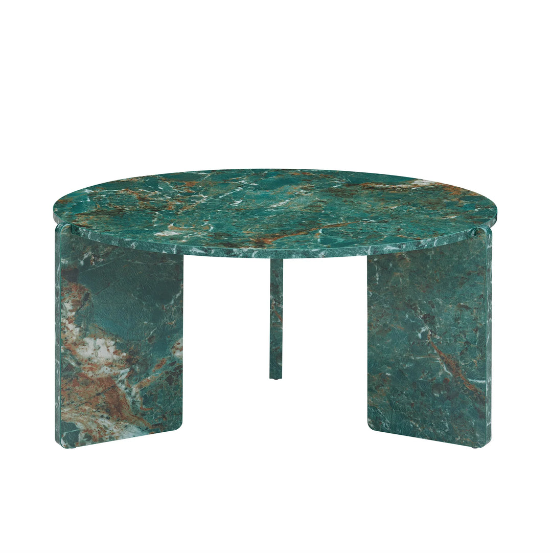 Marble-patterned side table on a white background