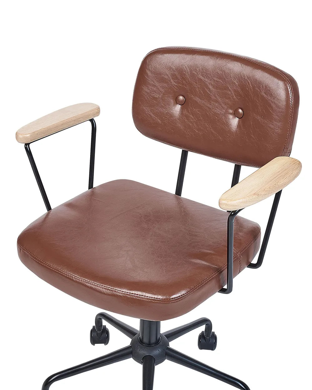 Desk Chair Faux Leather Brown Latwon