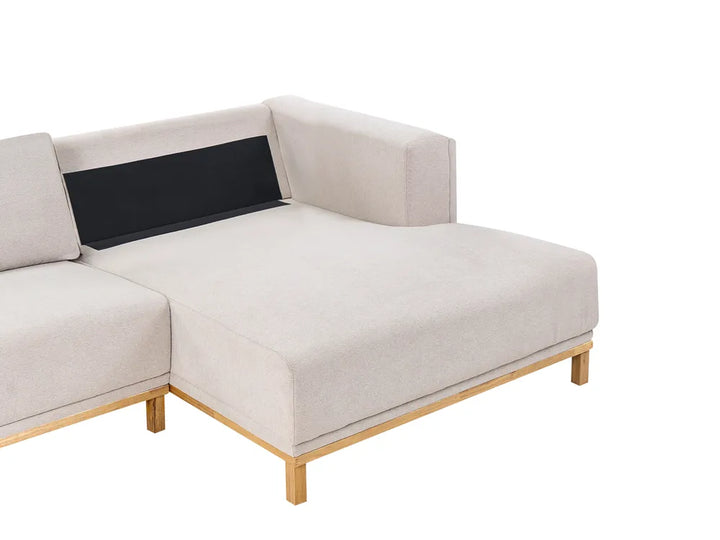 Corner Sofa 5 Seater VEN Fabric Light Beige Left Hand Josanna