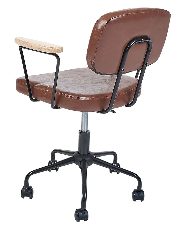 Desk Chair Faux Leather Brown Latwon