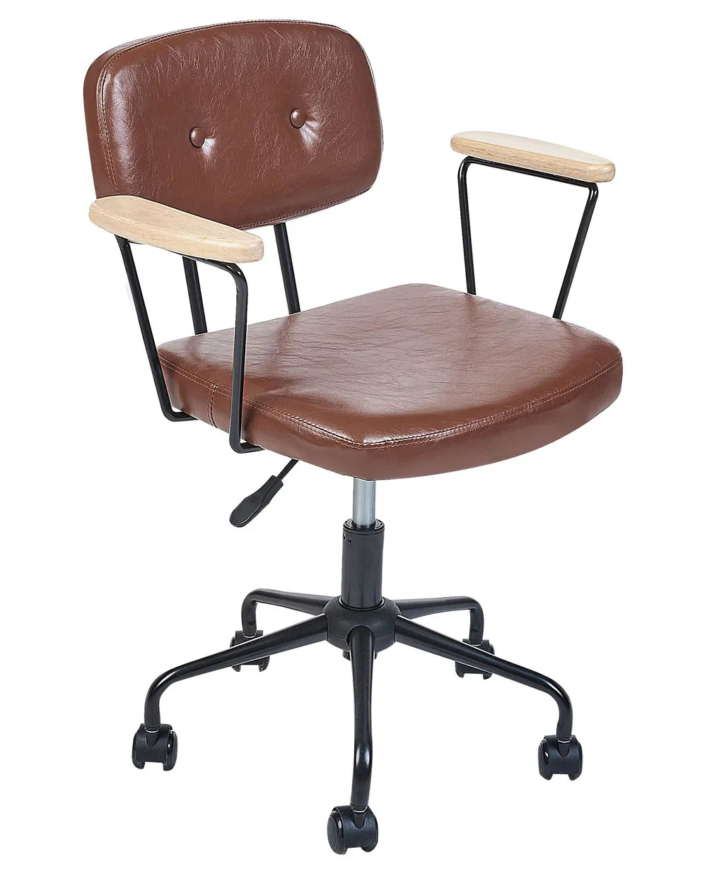 Desk Chair Faux Leather Brown Latwon