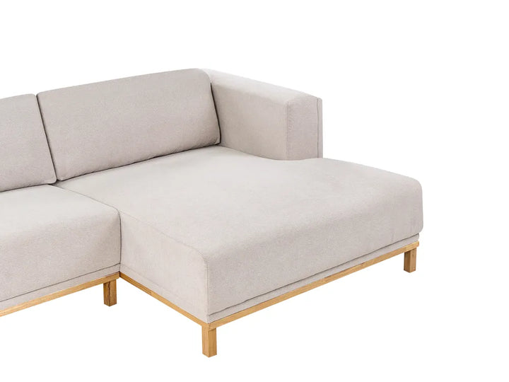 Corner Sofa 5 Seater VEN Fabric Light Beige Left Hand Josanna
