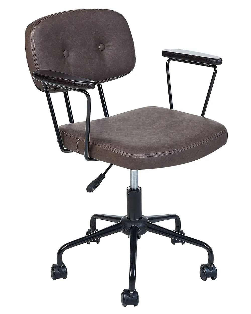 Desk Chair Faux Leather Dark Brown Latwon