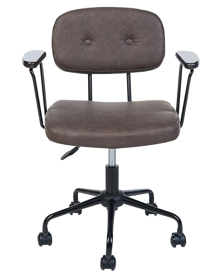 Desk Chair Faux Leather Dark Brown Latwon