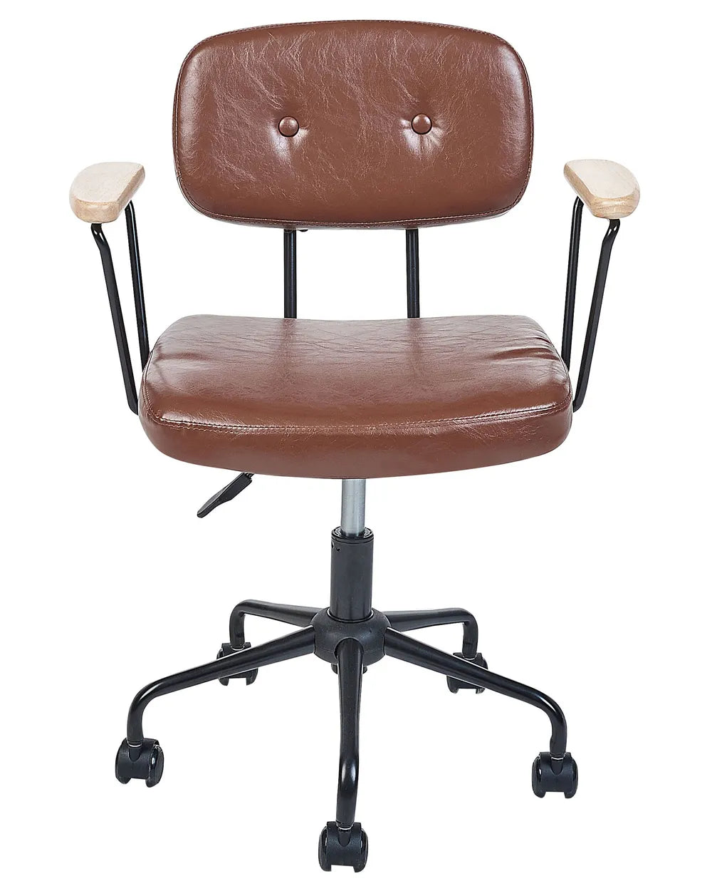 Desk Chair Faux Leather Brown Latwon