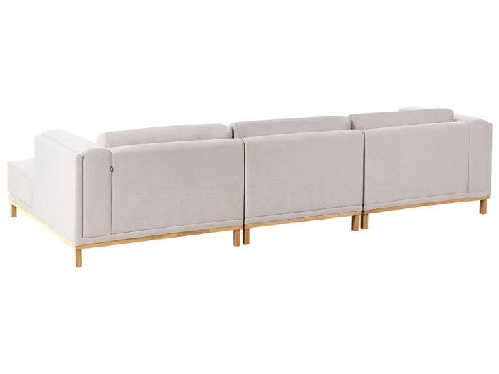 Corner Sofa 5 Seater VEN Fabric Light Beige Left Hand Josanna