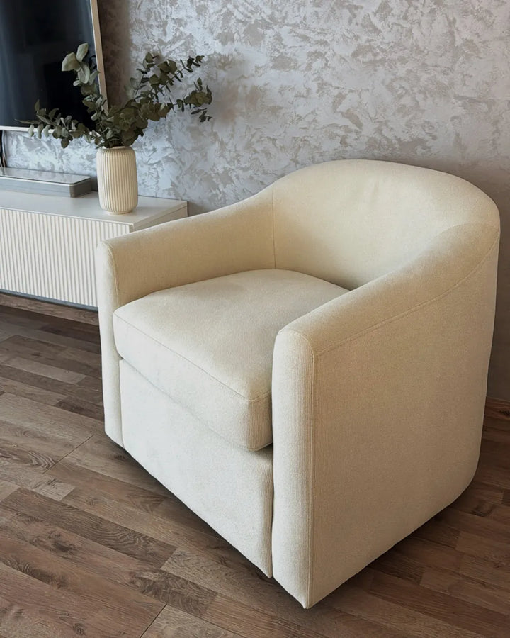 Swivel Armchair Fabric Light Beige Merren