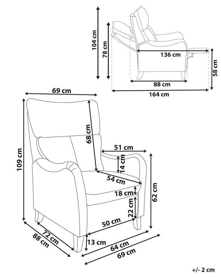 Recliner Chair With Footrest Faux Leather Dark Brown Brinlei