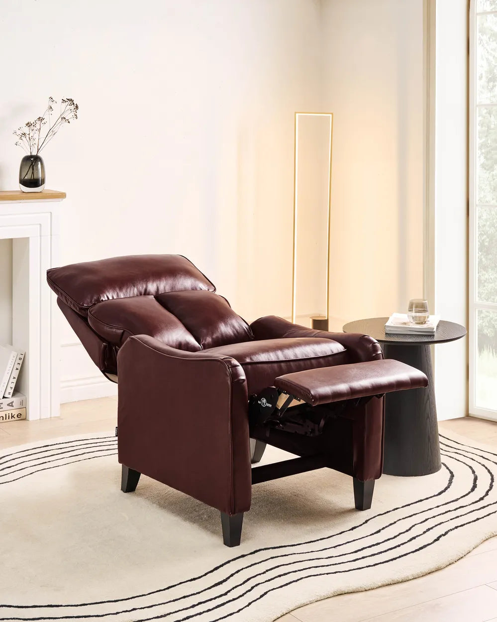 Recliner Chair With Footrest Faux Leather Dark Brown Brinlei