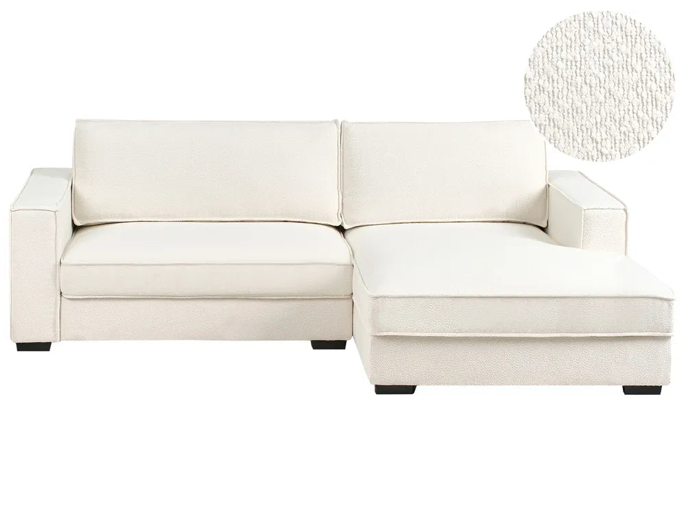 Corner Sofa Boucle Off-White Left Hand Edyth