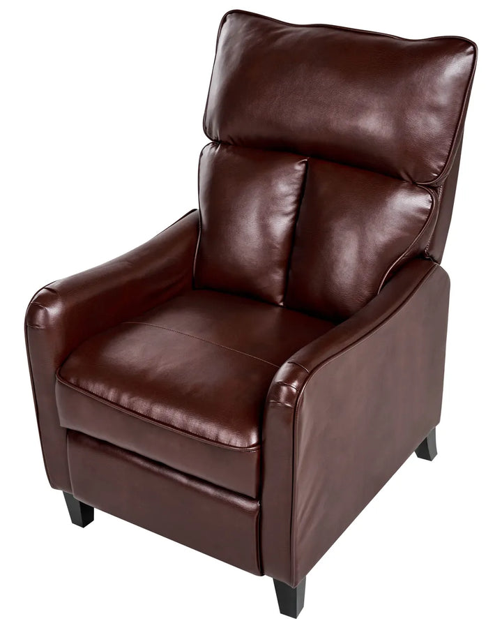 Recliner Chair With Footrest Faux Leather Dark Brown Brinlei