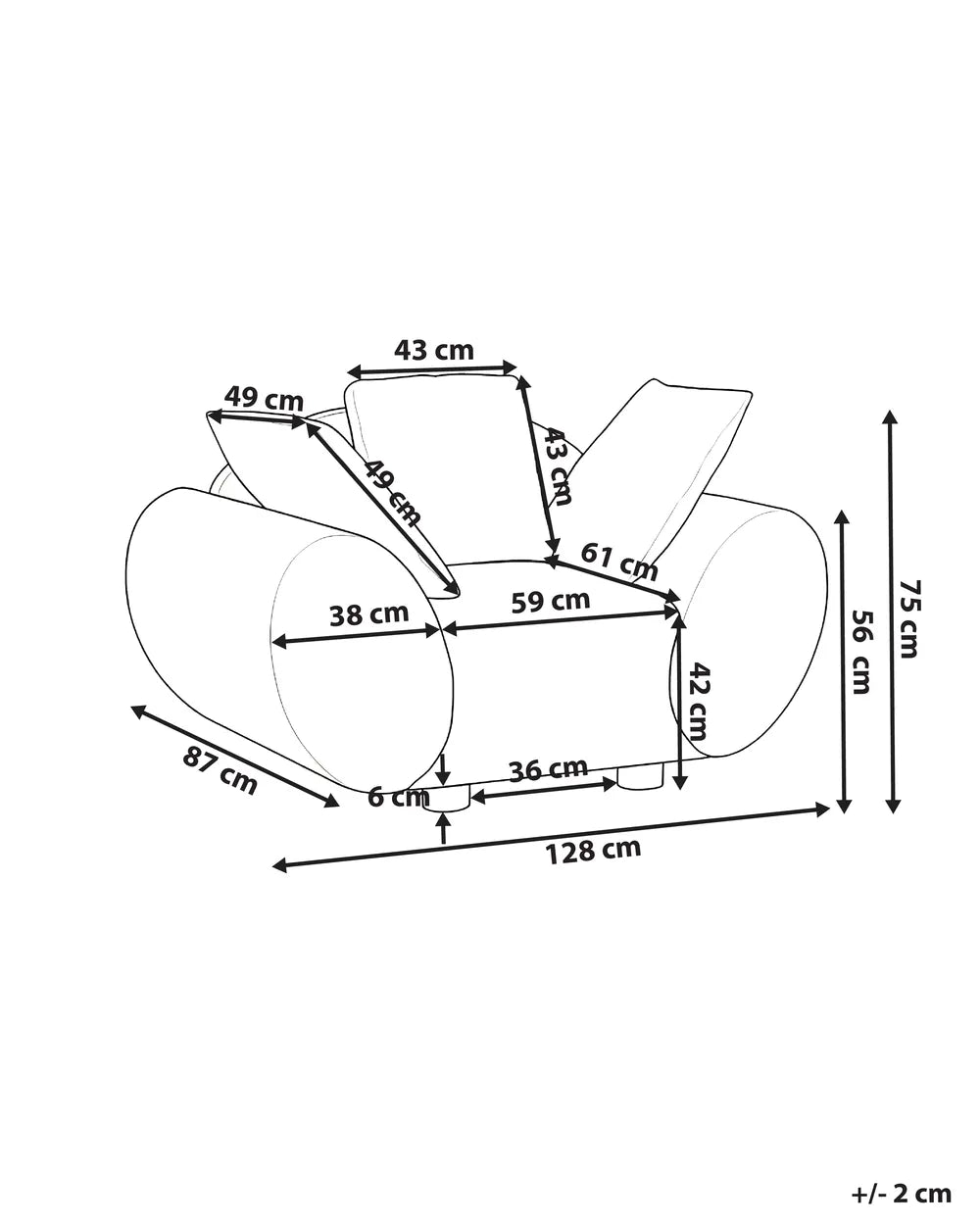 Armchair with Cushions Fabric Light Beige Ashland