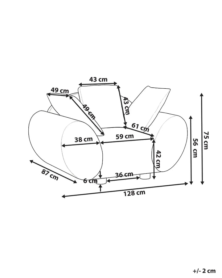 Armchair with Cushions Fabric Light Beige Ashland