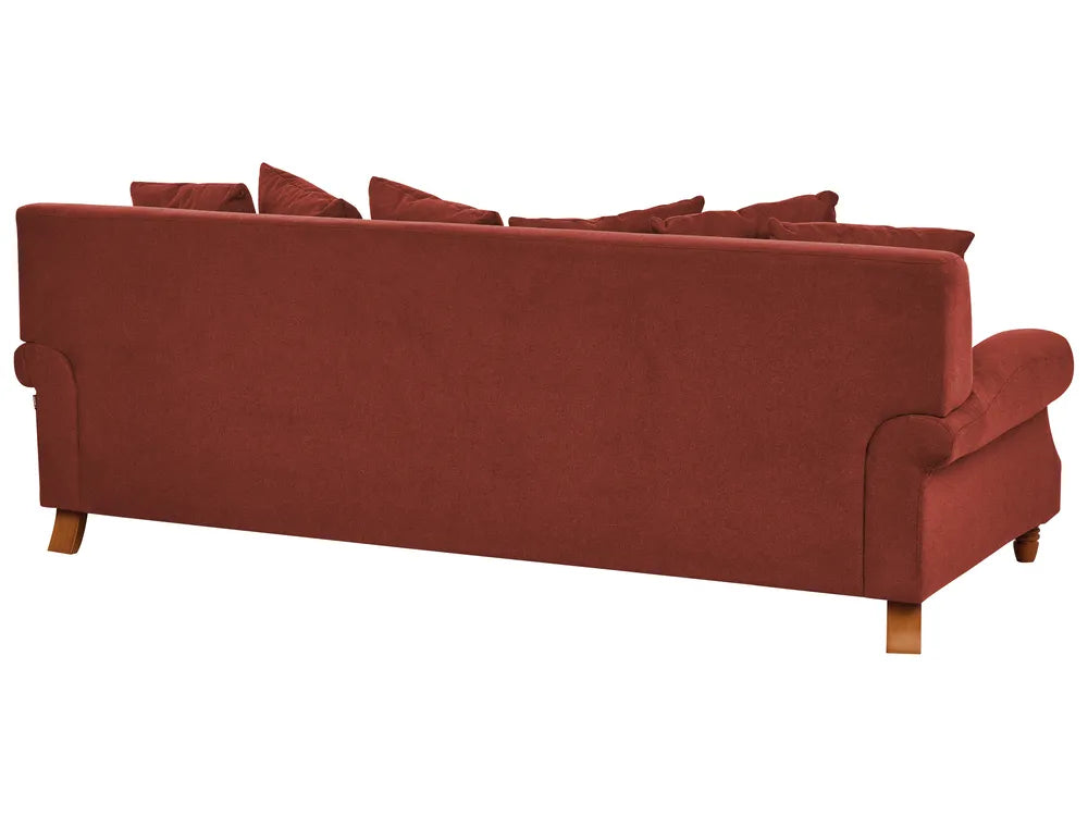 Sofa 3 Seater Fabric Red Elaiza