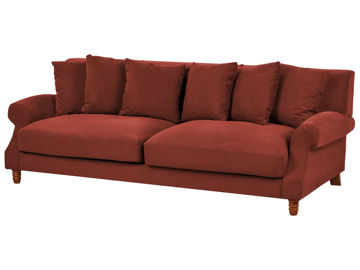 Sofa 3 Seater Fabric Red Elaiza