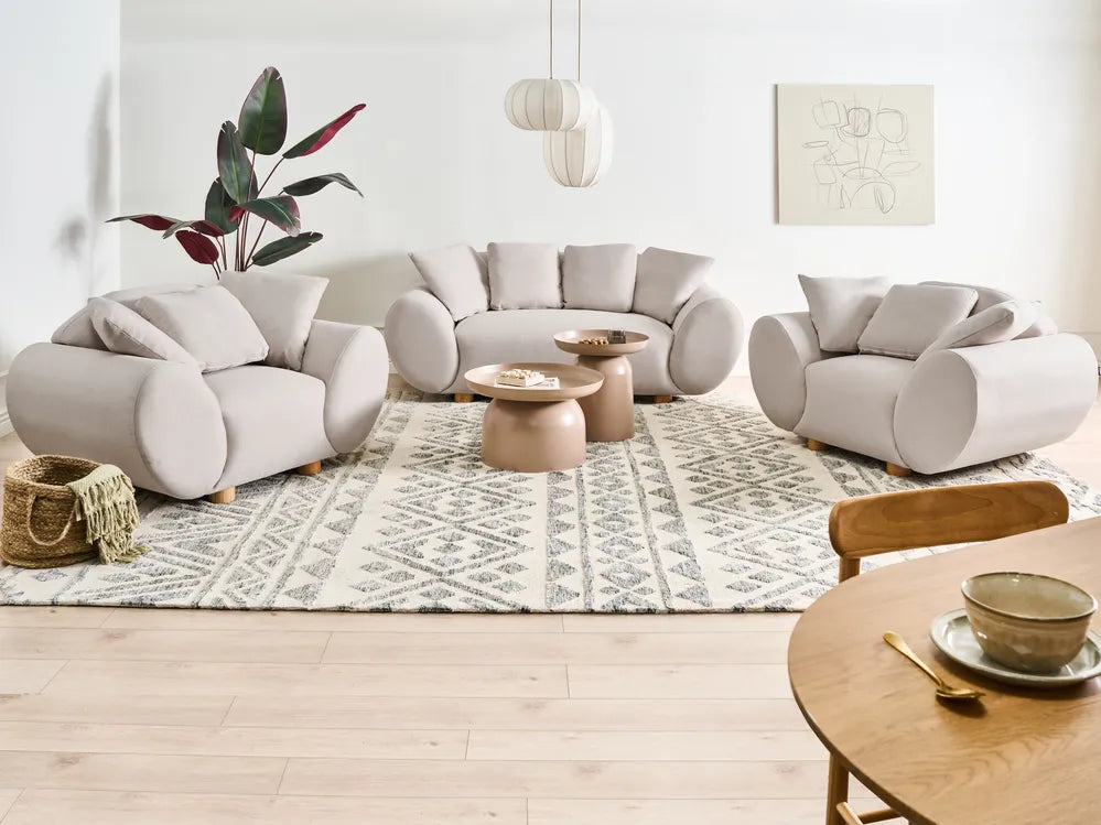 Armchair with Cushions Fabric Light Beige Ashland