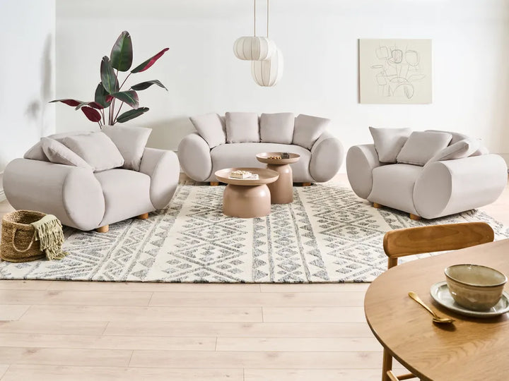 Armchair with Cushions Fabric Light Beige Ashland