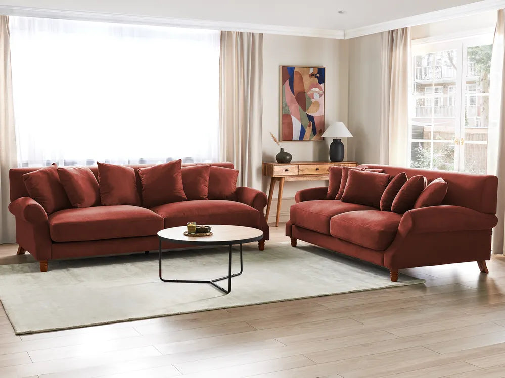 Sofa 3 Seater Fabric Red Elaiza