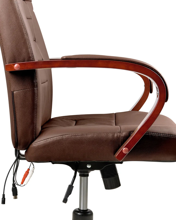 Massage Chair with Heating Leather Dark Brown Chemika